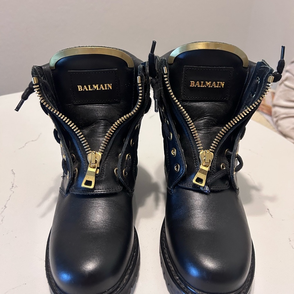 Balmain Black Boots with Gold Zippers